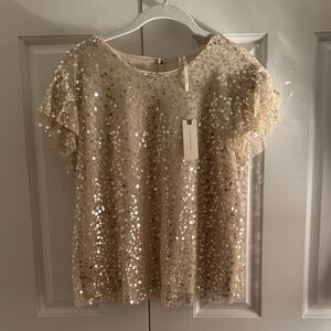 Anthropologie Shimmering Gold Sequin Top